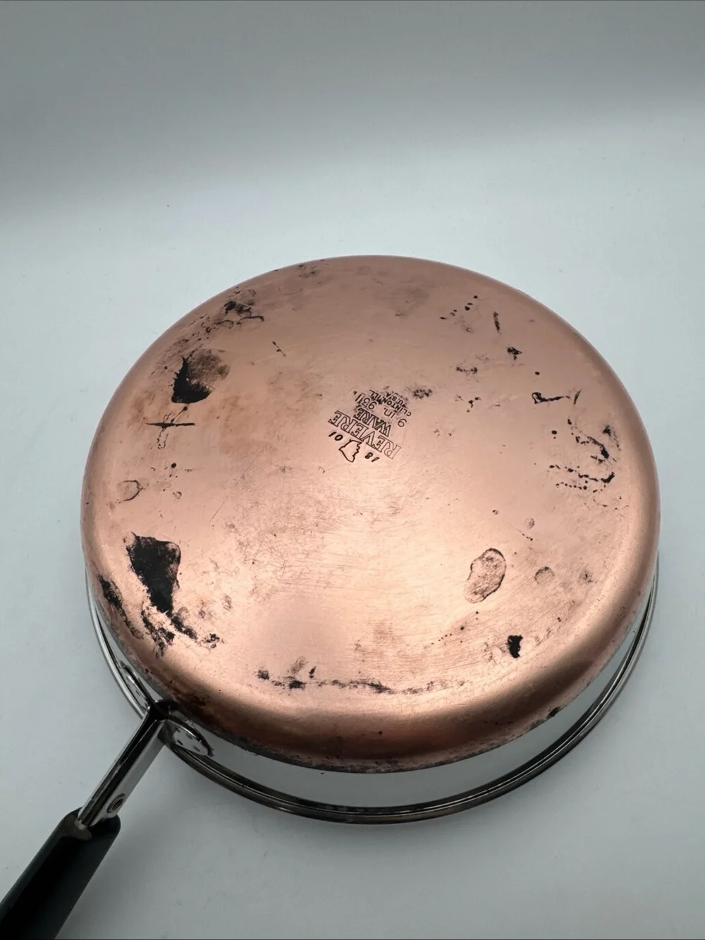 Vintage Revere Ware 9” & 10” Skillet Copper Bottom Clinton USA 9” w/ Lid